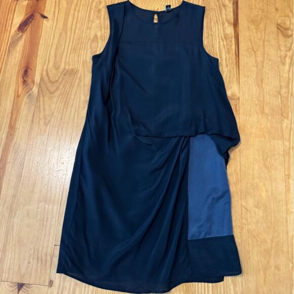 European Culture Dress Cotton Silk Blend Navy Blue Made In Italy Size SMALL - Picture 3 of 11
